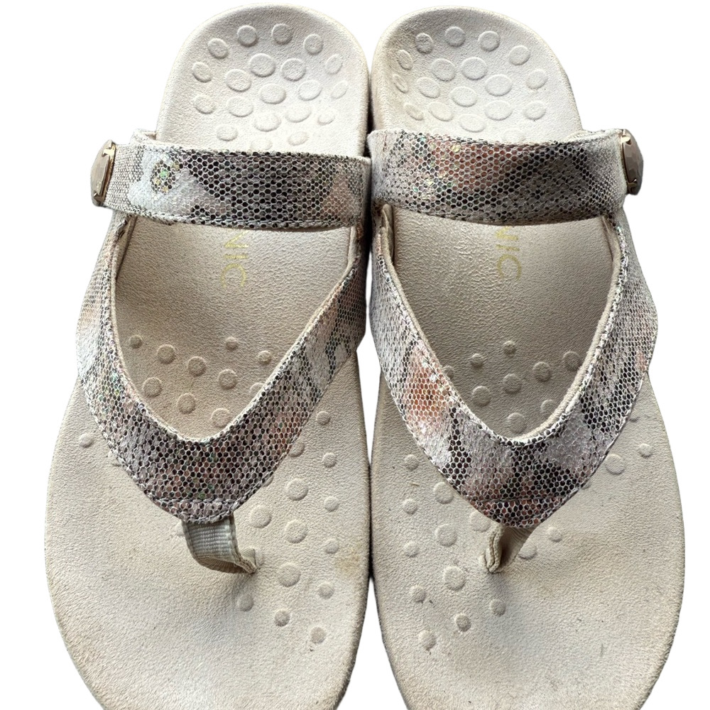 Vionic Cocoa Natural Snake Womens Sandal SZ 8.